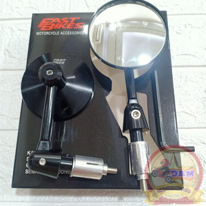 Spion jalu bulat Bar end Kaca Cembung motor beat scoopy nmax aerox xmax pcx vario vixion Vespa mio-Hitam Fastbikes
