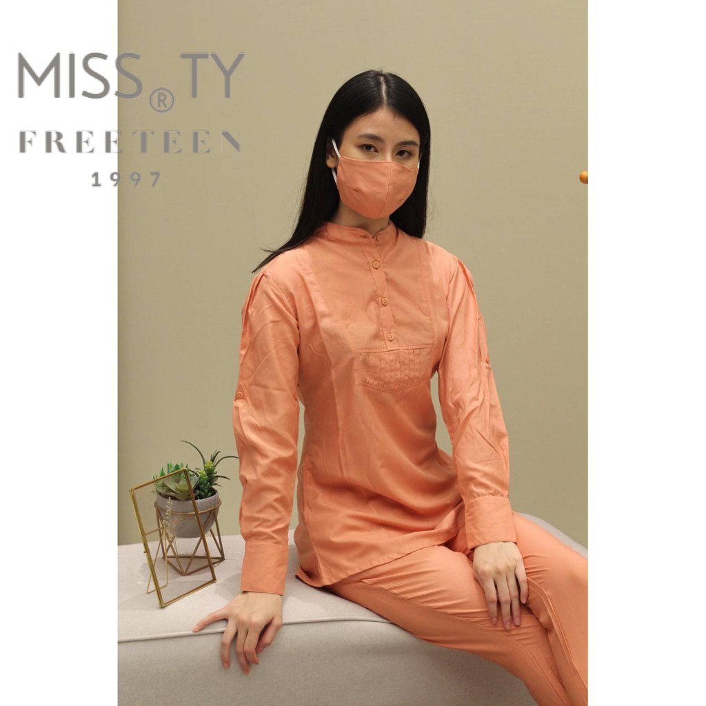 Baju Wanita Tunik Orange Satu Set Celana Missty (RS003)
