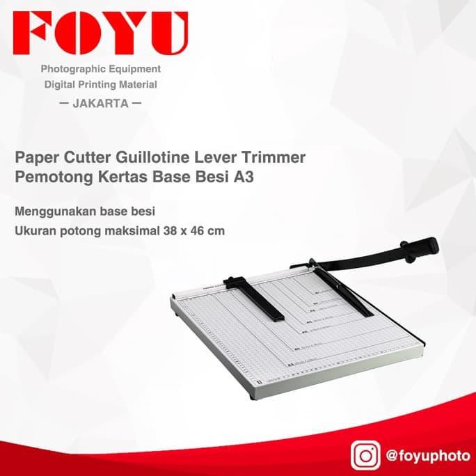 

✨BISA COD✨ Paper Cutter Guillotine Lever Trimmer Pemotong Kertas Base Besi A3