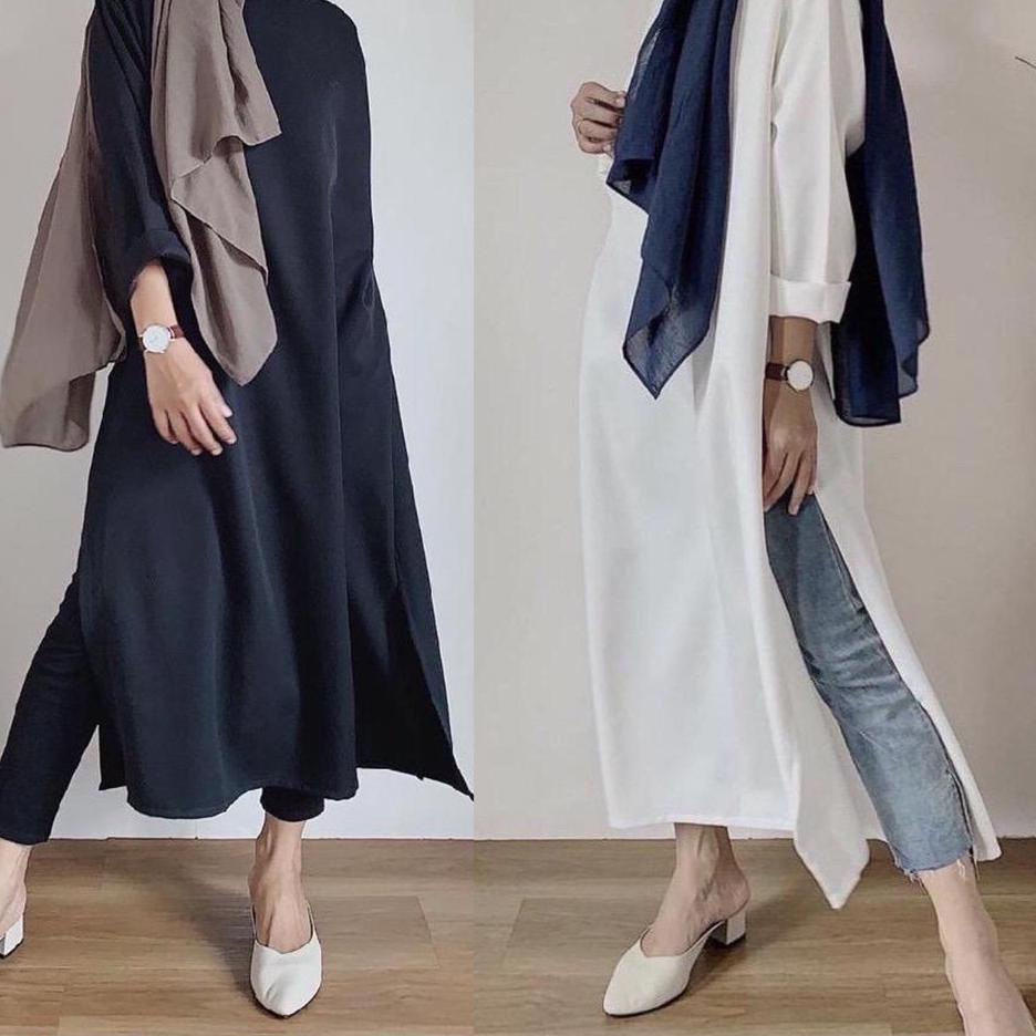 (TERBAIK) TUNIK SHELBY POLOS WANITA SHELBY / MOORA LONG TUNIK POLOS WANITA / LORA LONG TUNIK POLOS B