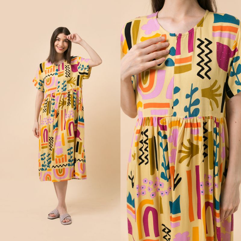 [BISA COD] DASTER KHALIFS BY KHALIFS.SLEEPWEAR | KHALIFS.ID-HellenColorfulYellow