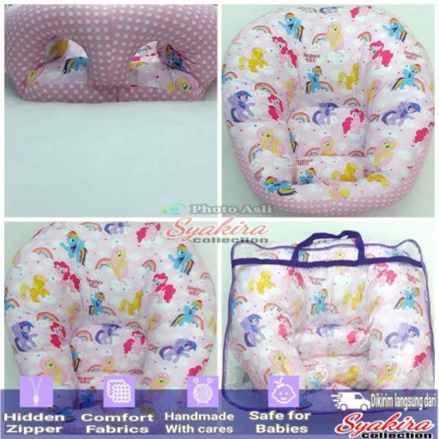 Bantal Duduk Bayi untuk Bayi belajar Duduk motif dino biru