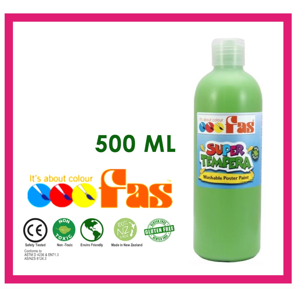 Jual FAS SUPER TEMPERA WASHABLE POSTER PAINT 500 ML HIJAU DAUN LEAF