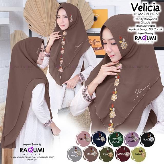Velicia khimar bunga 3D doubel layer ceruty babay doll