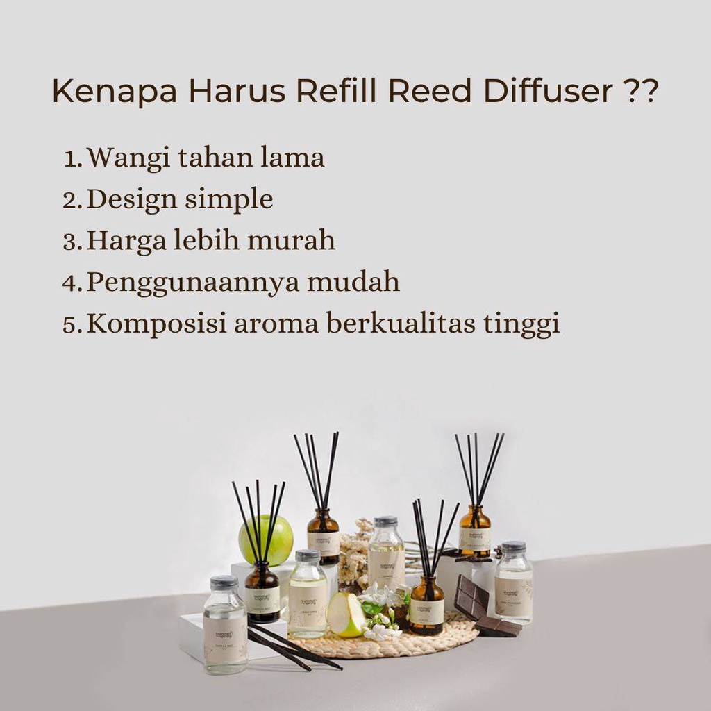 Refil Reed Diffuser Aromatherapy Pengharum Ruangan Aromaterapi Pewangi Kamar Mandi Tahan Lama Summer Spring