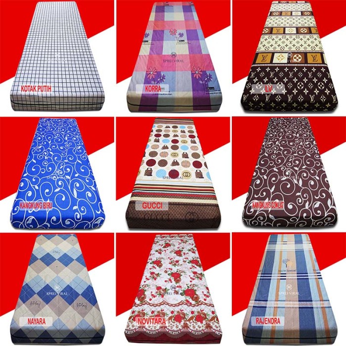 TERLARIS Sarung Kasur Busa Resleting 120|120x200x10|120x200x15|120x200x20|Sprei - 120x200x5