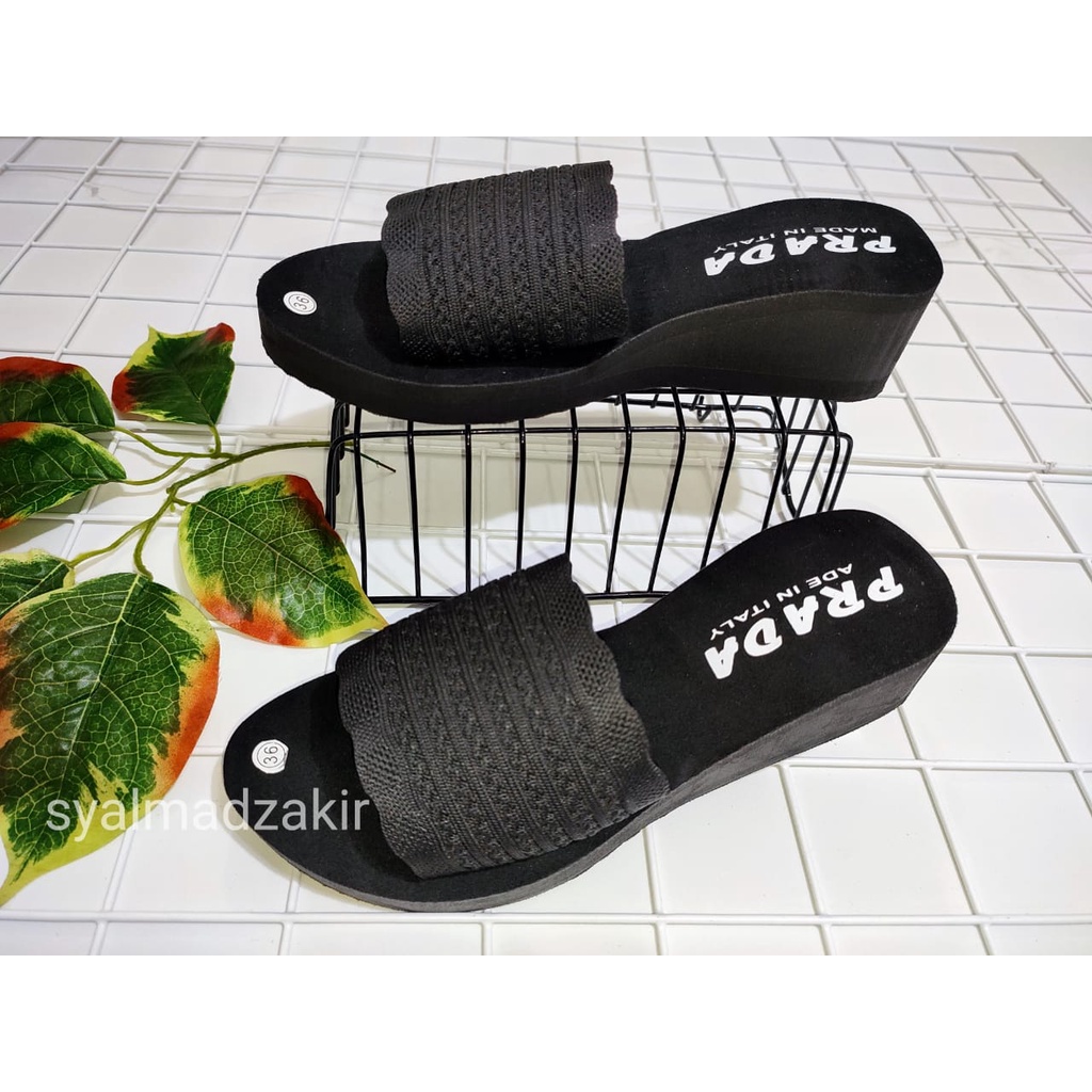 SANDAL WEDGES WANITA RAJUT POLOS NEW 2022