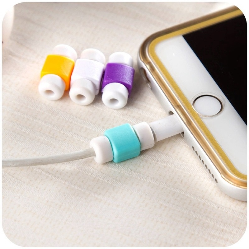 Ready Stock 1Pcs Kabel Pengisian Data Line Protector Candy Colors Silicone Bobbin Winder Pelindung Android iPhone Kabel USB