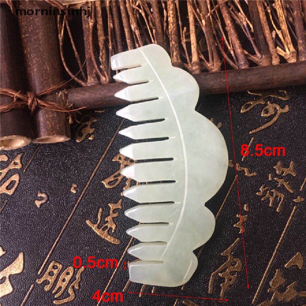 1pc Sisir Pijat Gua Sha Bahan Batu Giok Alami