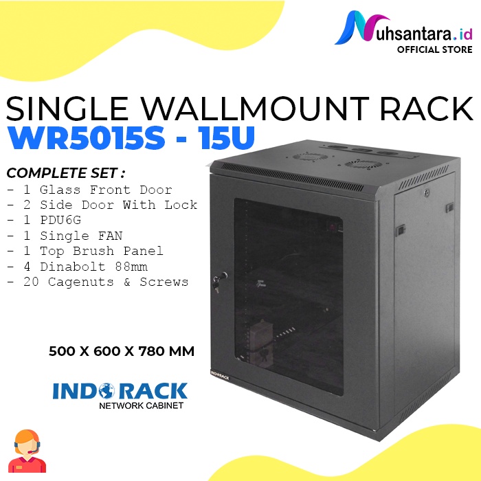 [𝐎𝐑𝐈𝐆𝐈𝐍𝐀𝐋] INDORACK Wallmount Rack Server 15U WR5015S Depth 500mm Rak Server 15U Indorack