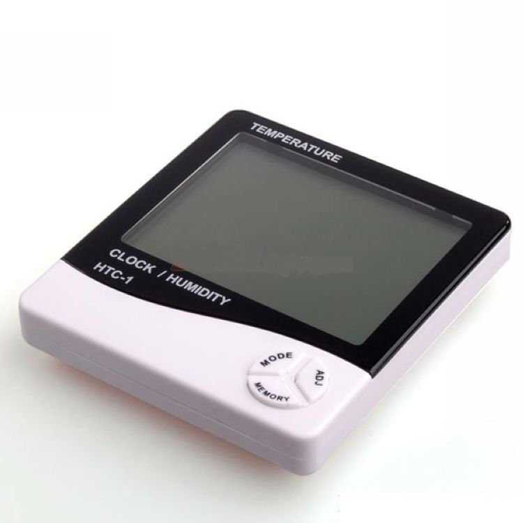 Digital Temperature Humidity Meter + Clock Calender - HTC-1  Alat pengukur kelembaban kamar