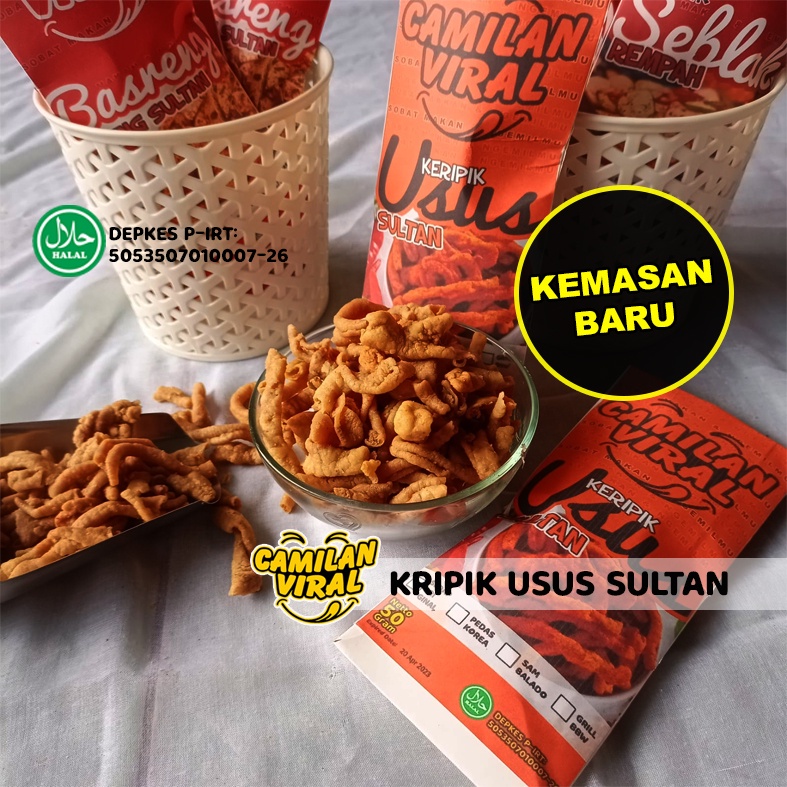 

☑️ (HALAL - IZIN DINKES PIRT) KERIPIK USUS SULTAN - KERIPIKM USUS - KRIPIK USUS - CEMILAN - PAKET USAHA - CEMILAN VIRAL BY CAMILAN VIRAL