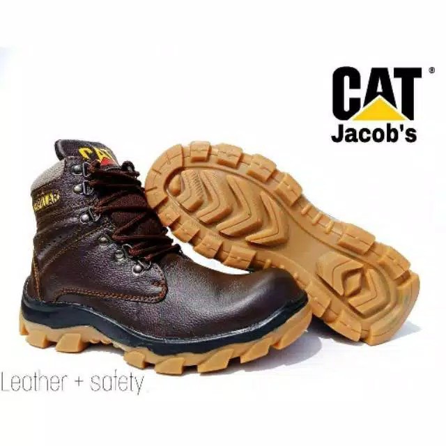 sepatu pria boots safety kulit caterpillar tracking proyek