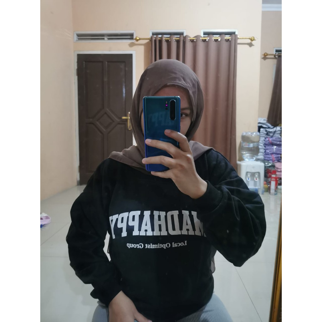 Sweater MadHappy - Crewneck Wanita Dan Pria - Allsize - Bahan Fleece tebal dan lembut