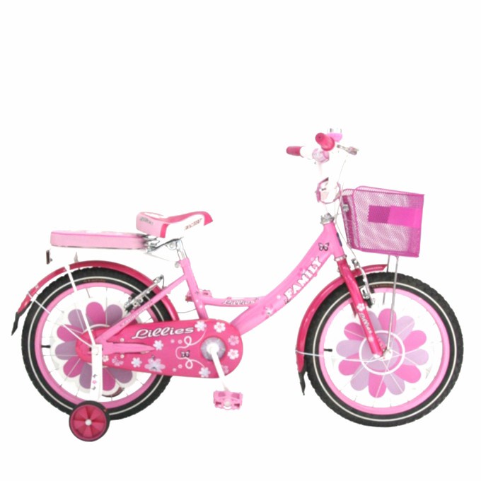 Sepeda Anak Cewek Roda 4 Family Lilies 16 inch Keranjang Boncengan Termurah SNI-1
