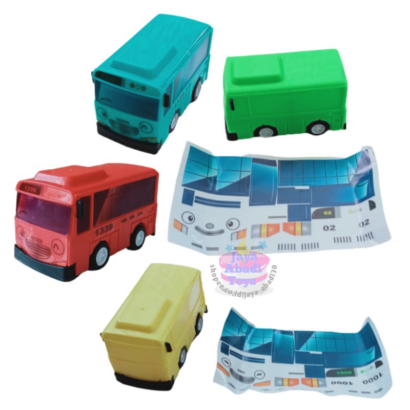 Mainan Bus Tayo Sticker Puzzle Mesin Pullback Cocok untuk Hiasan Kue / Tart