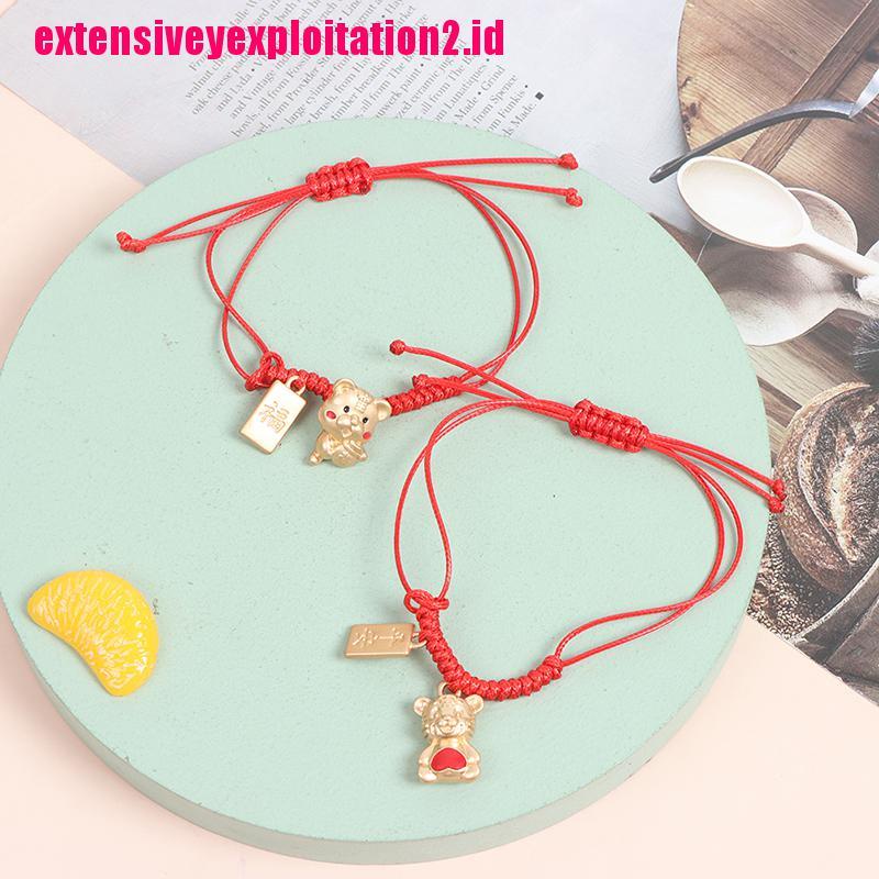 &lt; E2id &amp; &gt; 2022 Gelang Tangan Tali Merah Aksen Kepala Macan Handmade Untuk Wanita