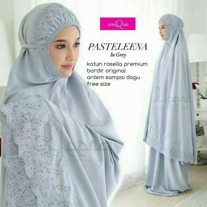Dijual Mukena Ibu Dan Anak Katun Siti khadijah Pink - Abu-abu Muda Limited