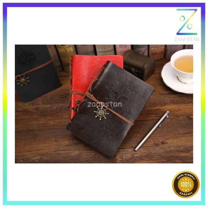 PHANTACI Buku Catatan Binder Kulit Retro Compass Kertas A5 - ZB045 - Brown