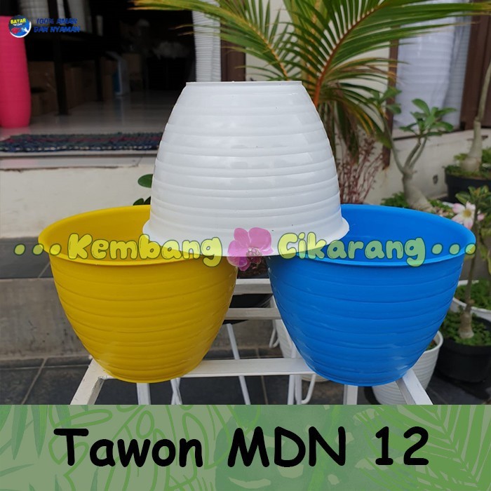 Pot bunga model TAWON 12 putih dan warna warni pot bunga kecil ukuran 12 AND