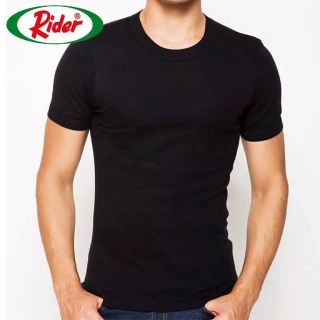 KAOS Dalam RIDER Lifestyle T-shirt Man R 223 BW Hitam ROUND Neck