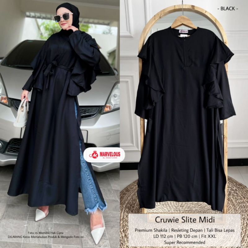 CRUWIE SLITE MIDI BY MARVELOUS (MIDI DRESS MUSLIMAH) Dress wanita rekomended