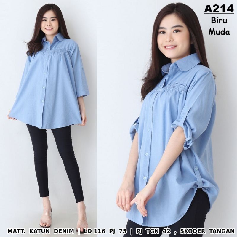 BF ID Kemeja Denim Jumbo Wanita  XXXL