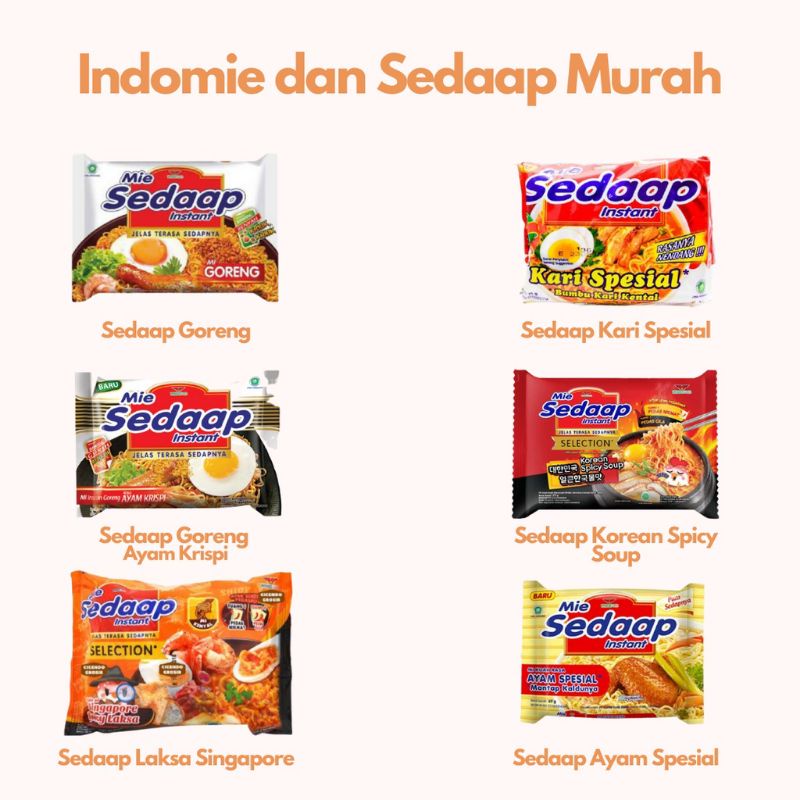 Jual Aneka Mie Sedaap Kuah Goreng Dan Indomie Kuah Goreng Harga Grosir Jual Ecer Mie All Varian