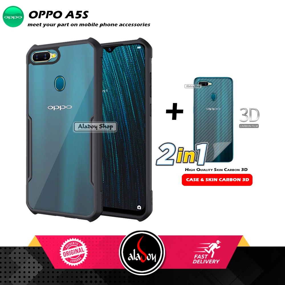 Case OPPO A5S Armor Fusion Transparent Casing Free Skin Carbon 3D