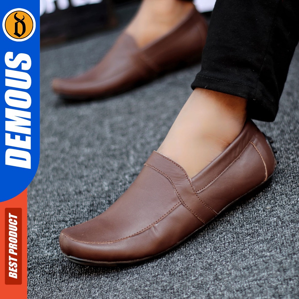 DEMOUS Videl - Sepatu Slip On Casual Pria Kulit Asli