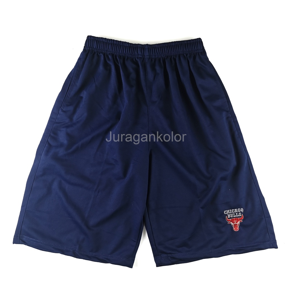 Celana Pendek Pria Jumbo Polos Kaos Baby Terry Bordir Basketball Team