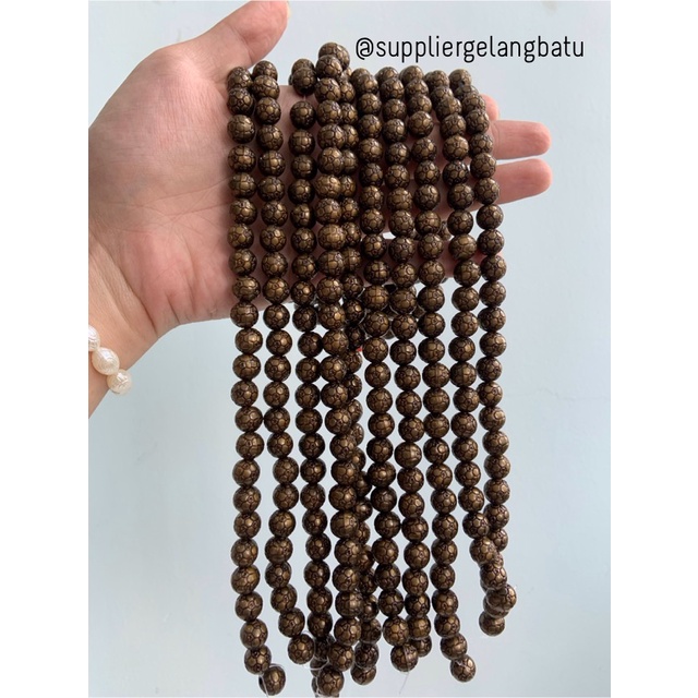 spacer resin bakar bola 10mm bahan craft gelang kalung beads cokelat