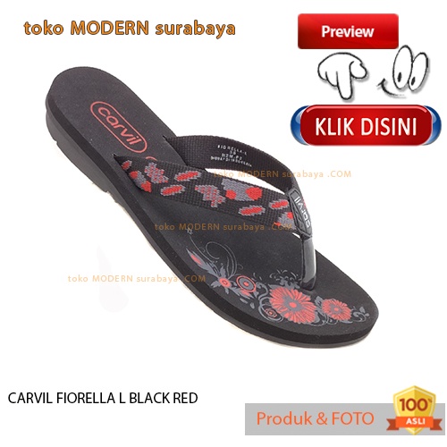 CARVIL FIORELLA L BLACK RED sandal wanita casual sandal jepit