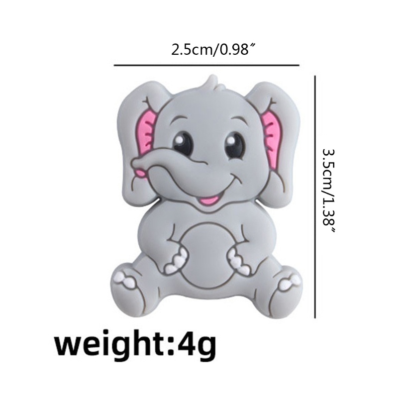 Mary 5pcs / Pak Mainan Teether Bentuk Gajah Kartun Bahan Silikon Untuk Bayi