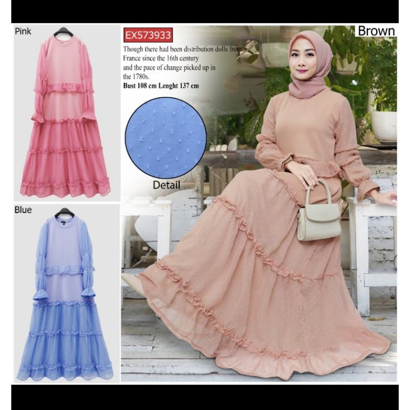 GAMIS EXTU TANGAN BALON SMOKE RUBY