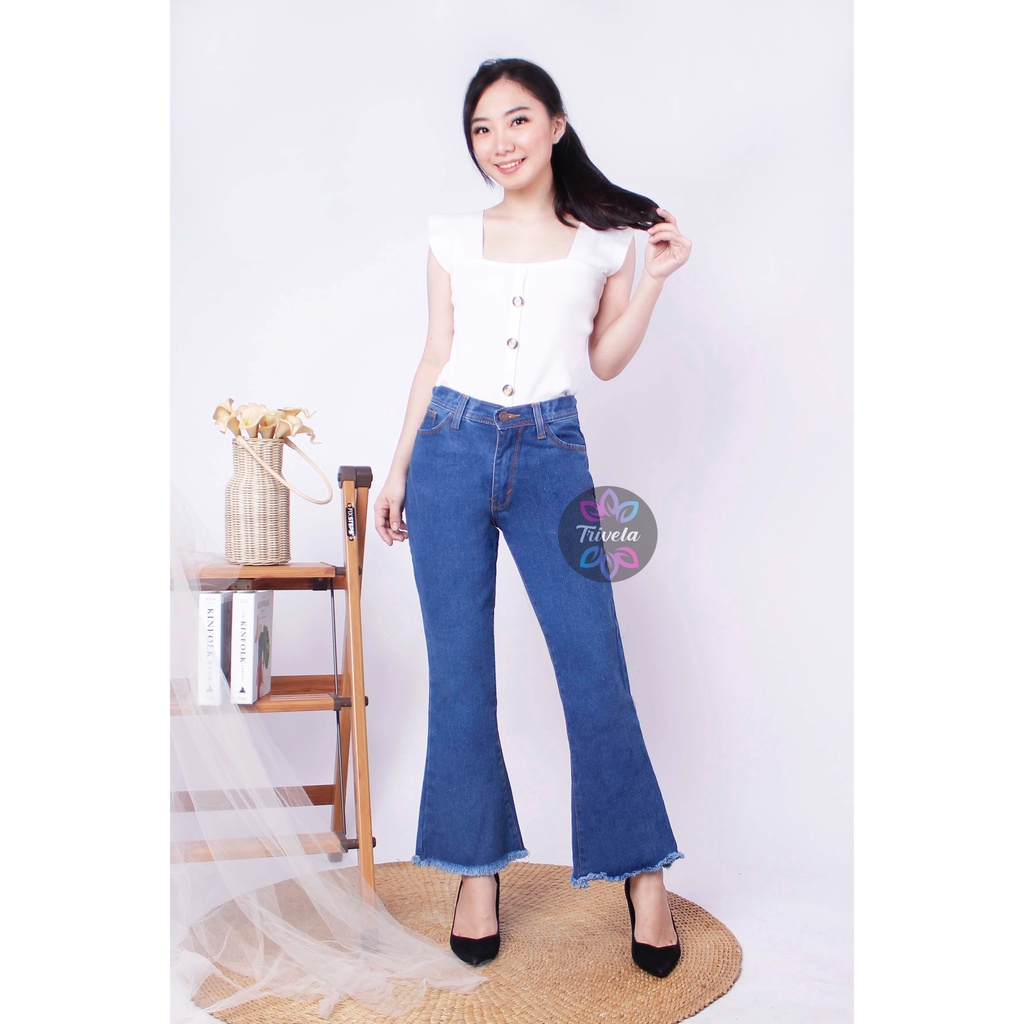 TRIVELA - Cutbray Jeans Rawis Tebal Non Stretch / Boyfriend Jeans Cutbray / Kulot Cutbray Tebal / JUBRE