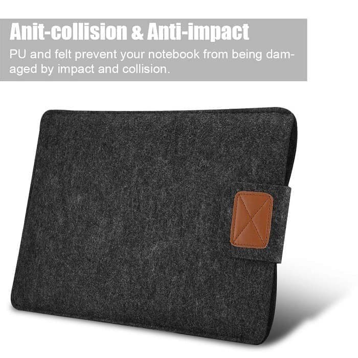 Tas Laptop Softcase Velcro Sleeve Case Felt Slim 13inch abu tua