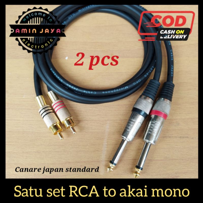 Jack rca to jack akai 6,5 satu set kabel canare