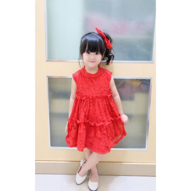 DRESS BAJU ANAK PEREMPUAN BROKAT CANTIK USIA 1 - 10 TAHUN COUPLE MODEL MARIMAR