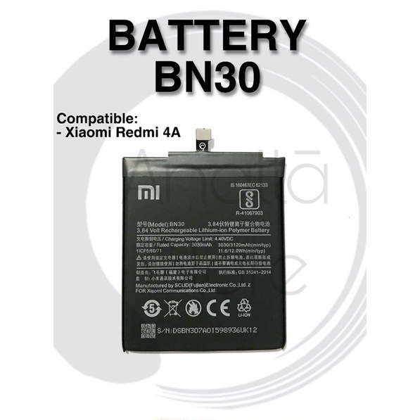 BATERAI XIAOMI REDMI 4A / BN30 / BN-30 / BATTERY BATRE ORI