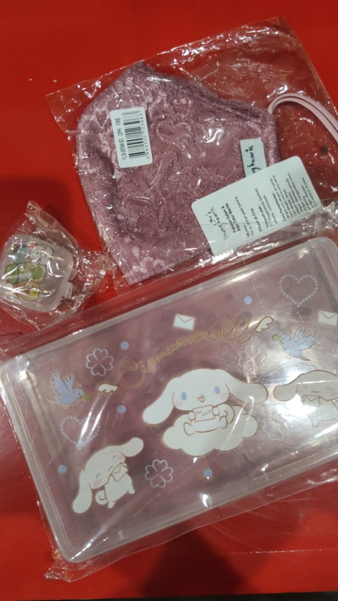 Ready Gojek Kotak Masker Polos/  Motif Bahan Plastik Tebal Masker Organizer Import