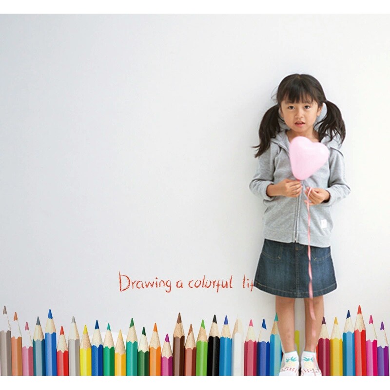 RELIZA WALLSTICKER PENSIL ANAK KIDS DRAWING COLORFUL PAGAR RUMPUT STIKER DINDING 7014