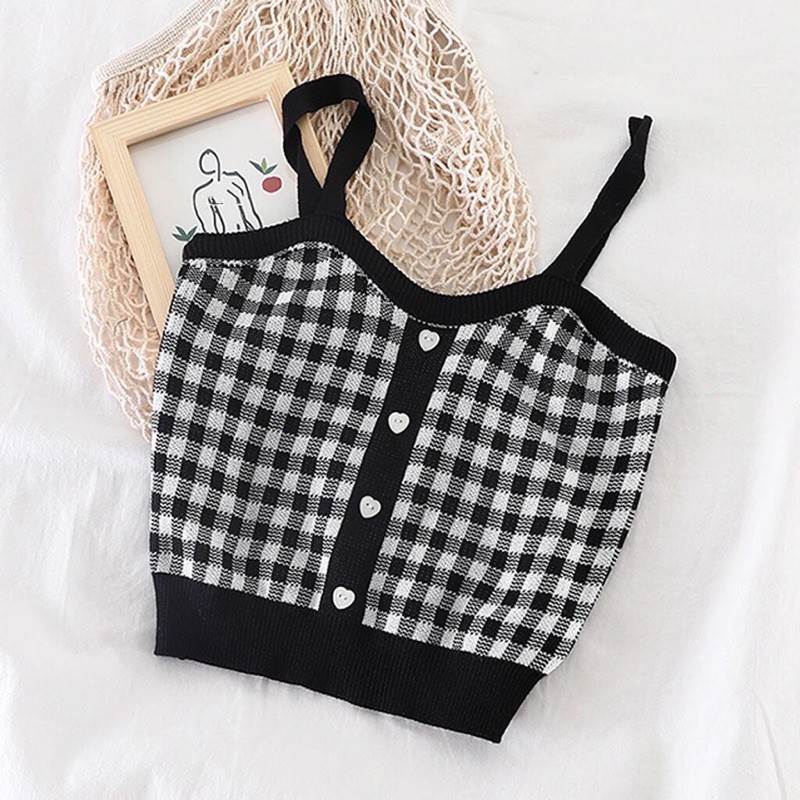 Korean Square Knit Crop Tank Top/ Crop Tank Top Cantik