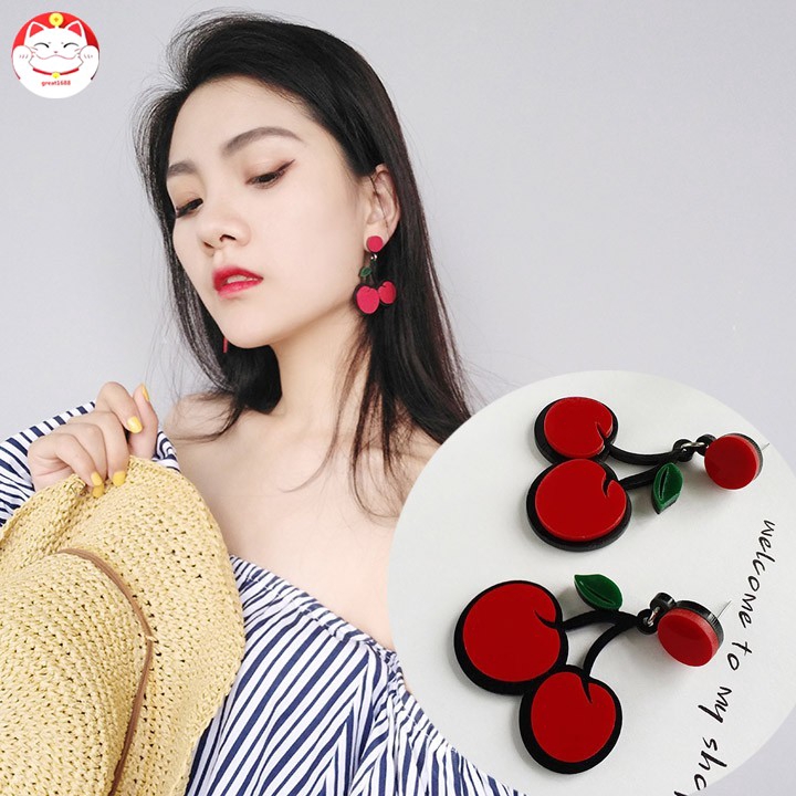 (DDFI) Anting Tusuk Motif Buah Cherry / Lemon / Lemon / Kiwi / Semangka e1d01