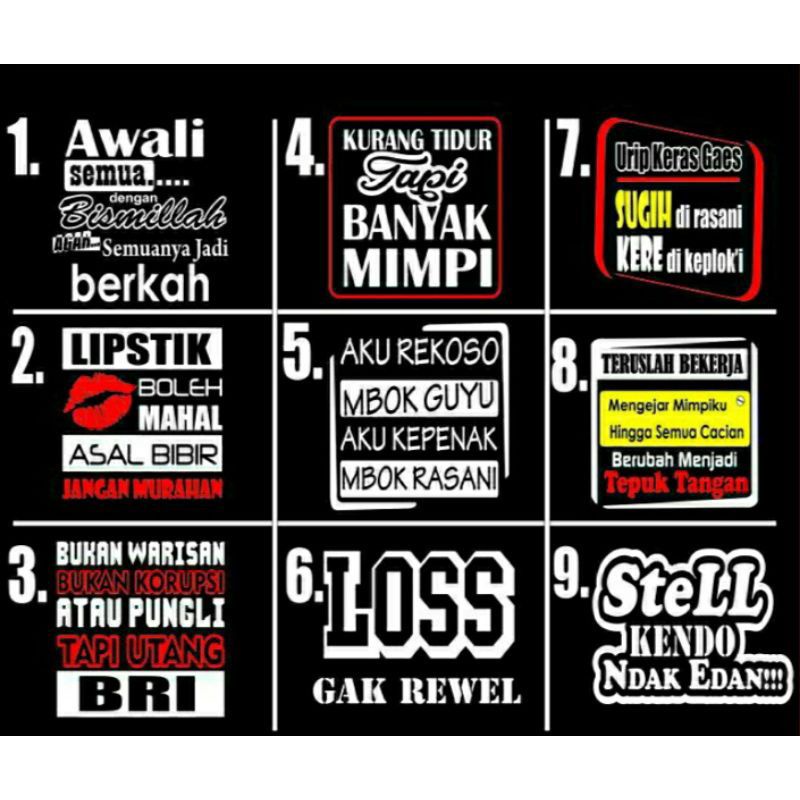 CUTTING STICKER MOBIL KATA KATA BUAT KACA TRUCK PICK UP BAK BELAKANG