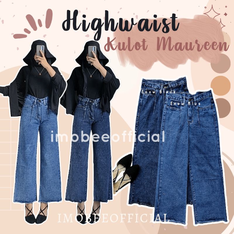 HIGHWAIST KULOT MAUREEN // CULLOTE JEANS SNOW // HW KULOT JEANS SNOW POCKET SAKU