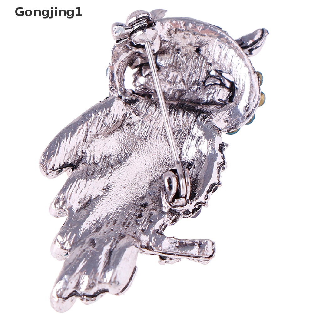 Gongjing1 Bros Bentuk Burung Hantu Bahan Zinc Alloy Aksen Berlian Imitasi Untuk Wanita