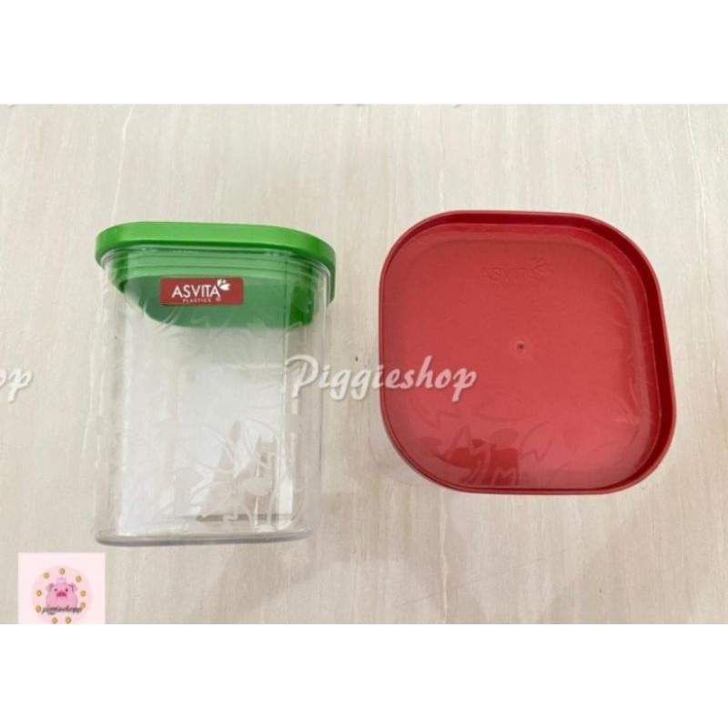 Toples Kue Lebaran Kotak Bening Plastik 1000ml Merah Hijau Liliana