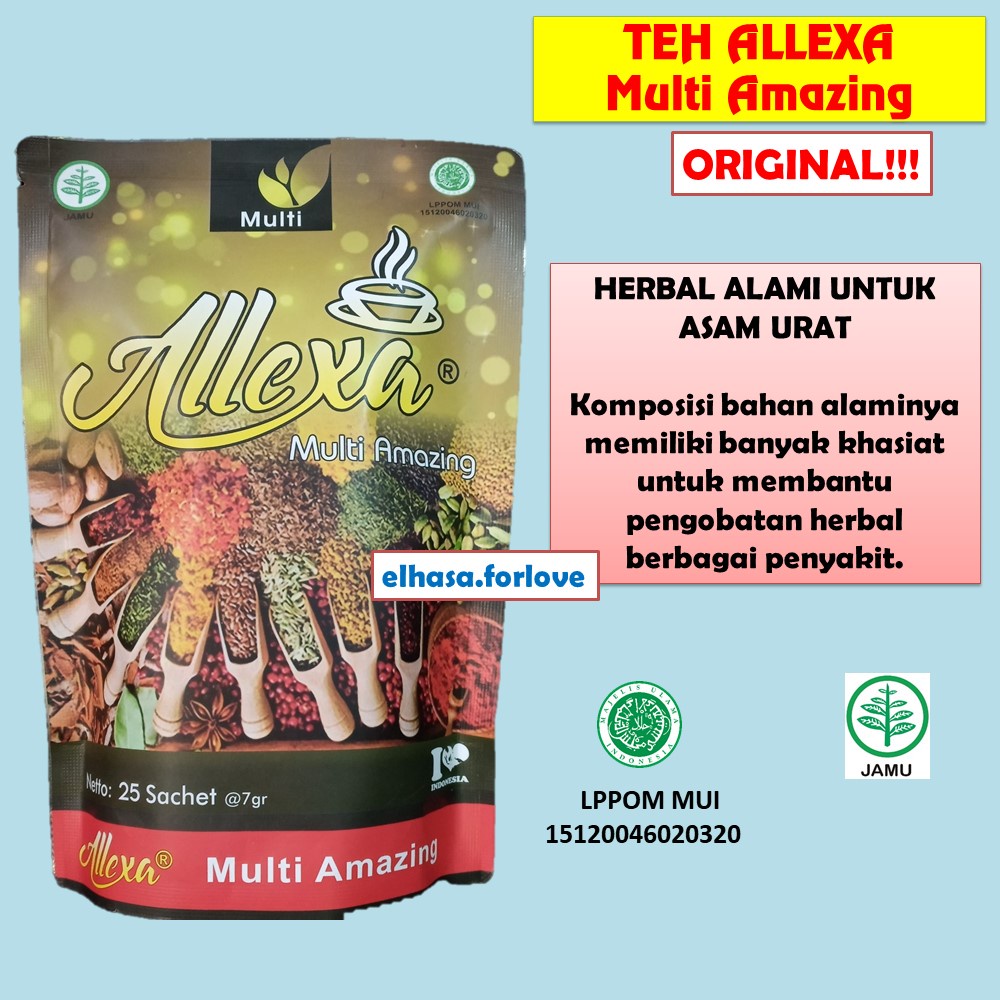 

ALLEXA MULTI AMAZING OBAT HERBAL ASAM URAT DAN PEGAL HALAL DAN AMAN - TEH HERBAL ASAM URAT REAL TESTIMONI ISI 25 SACHET- HERBAL ASAM URAT ORIGINAL