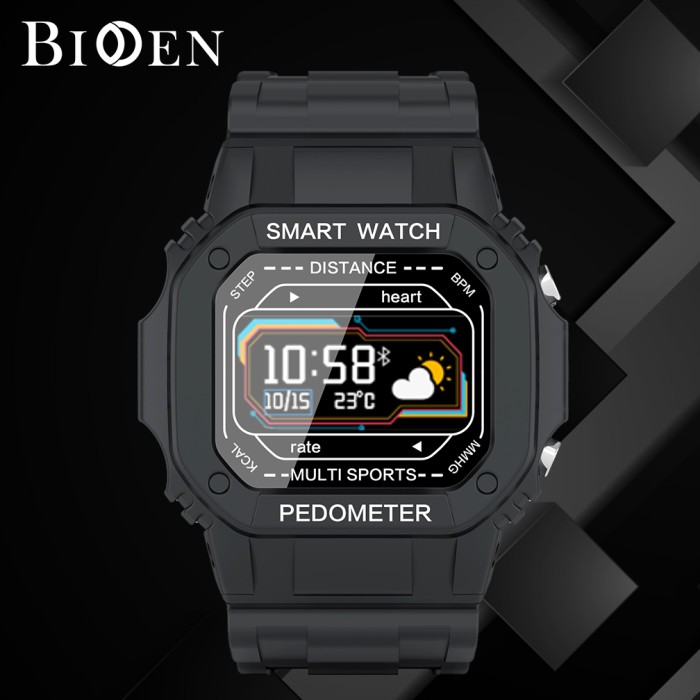 BIDEN smart watch I2 Heart Rate Blood Pressure Multi-sport jam tangan - Hitam